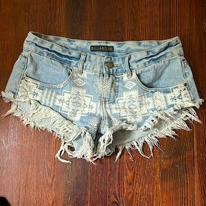 Billabong Aztec Print Denim Jean Festival Shorts Womens 3
